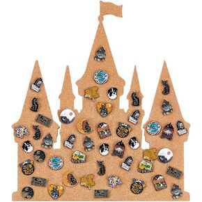 BENECREAT Castle Pin Board Cork Board, 15.6x13.6inch Bulletin Display Board Brooch Jewelry Display Cork Tray for Brooch Pin Collection Display, Office Home and School Decor