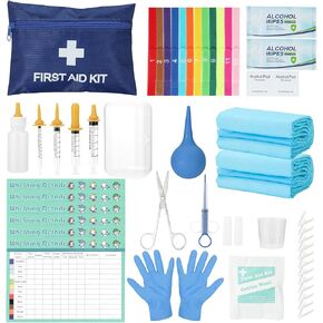48-Piece Puppy Whelping Kit – Complete Whelping Supplies for Safe Puppy Birth, Includes Feeding Tubes, Collars, Cord Clamps, Urine Pads, Gloves & More – Essential Puppy Birthing Kit for Breeders