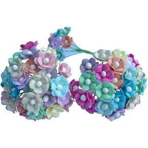 100 pcs Mini Flowers Mulberry Paper Flowers 13-15 mm Scrapbook Craft Card DIY Craft Using for Crafts, Bouquets, Scrapbooks, Decorations, Greeting Cards Artificial Flowers (Mixed 10 Colors)