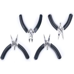 4 PCS Mini Pliers Tool Set Including Wire Cutters Bent Nose Pliers Chain Nose Pliers Round Nose Pliers