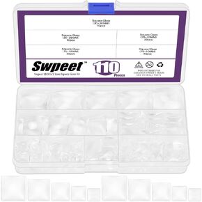 Swpeet 115Pcs 4 Sizes Teardrop Transparent Glass Dome Cabochons Tiles Assortment Kit, Clear Glass Cabochons Tiles for Photo Pendant Necklace Jewelry Making Craft