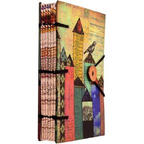 Purpledip Vintage Diary 'Urban Jungle': Handmade Paper Journal with String & Button Closure (11111)