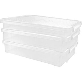 صناديق Loeqian 3 Pack Plact Proticizer مع أغطية ، مربعات تخزين ملفات A4 قابلة للتكديس ، صندوق تخزين مسطح واضح لتنظيم ورق A4 ، الصور ، الوثيقة ، المنزل ، المدرسة ، الملحقات المكتبية in Kuwait