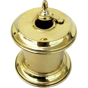 Treasure Gurus Solid Brass Captain's Writing Pen Inkwell with Moving Swivel Lid