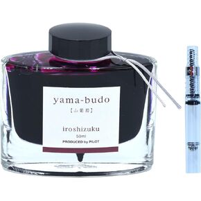 Pilot Iroshizuku Bottled Fountain Pen Ink Yama-budo 50ml and Ink Converter Screw Type Set CON-40 with Kanji Love Sticker