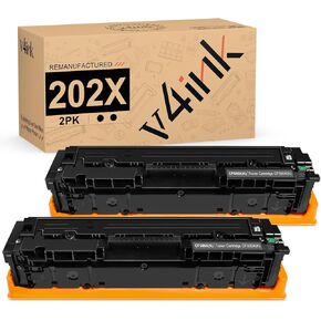 v4ink 202X CF500X Black Toner Cartridge Remanufactured Replacement for HP 202X CF500X 202A CF500A High Yield Toner use for HP Pro MFP M281fdw M281cdw M281dw M254dw M254nw M280nw Printer, 2 Packs