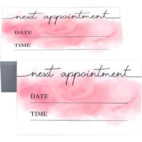 RXBC2011 Next Appointment Reminder Cards for Beauty Makeup Hair Nail Salon Barber Shop Restaurants Therapist 2x3.5 Inch Pack of 100 Pink