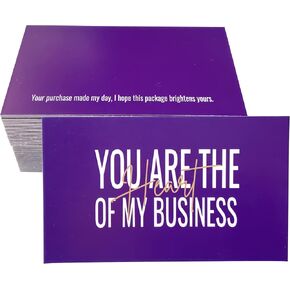 RXBC2011 Thank you Cards you are the Heart of my business Cards Package Insert for online business Pack of 100 (100 Card Purple)