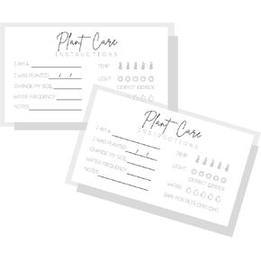 Plant Care Cards | Physical Printed 2" x 3.5" inches Business Card Size | Plant Care | Minimalist White Design