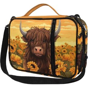 Highland Cow Bible Cover for Women Medium Size Crossbody Bag Carrying Book Case Tote Handbag Church Bag Travel Accessories with Bookmarks