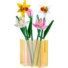 Beautyflier Vase Holder for Lego Flowers, Colorful Vase Compatible with Lego Flower Building Block Kit, Acrylic Display Stand for Lego Roses, Sunflower, Gift for Lego Flower Lovers (Holder Only)
