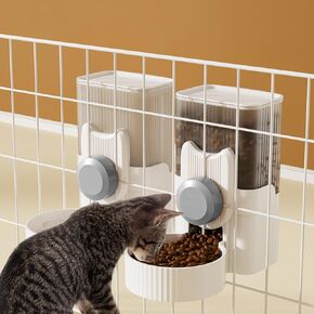 Hanging Cage Automatic Food Water Dispenser, Detachable Auto Gravity 1L Self-Feeding Feeder and Waterer Set, Crate Auto Feeder Dish for Puppy Cats Ferret Bunny Guinea Pig Small Pets