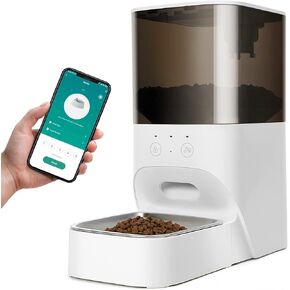 Automatic Cat Feeder, Timed Cat Feeder with APP Control, Dog Food Dispenser with Lock Lid, 30S Voice Recorder, 4L Pet Feeder