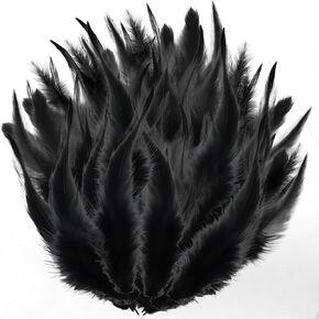 Yasdyri Black Craft Feathers Bulk 200PCS 4-6inch Fluffy Black Feathers for Crafts Wedding Home,Dream Catcher Supplies,DIY Crafts and Halloween Holiday Party