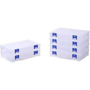 BangQiao 6 Pack Fixed 12 Grids Clear Plastic Storage Divider Box with Lid, Stackable Transparent Compartment Container Organizer Case for Seed Bead, Tiny Button, Small Parts, Art&Craft Supplies