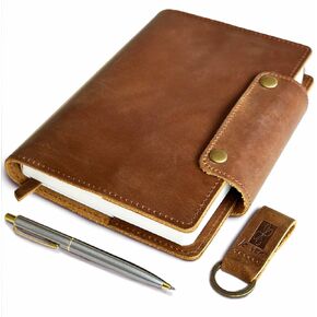Albero Genuine Leather Journal – A5 Refillable Premium Writing NoteBook, 5x8 Cover, 360 Pages (100 GSM), Professional Organizer for Men and Women, Lined Daily Journal, Handmade Leather Note book