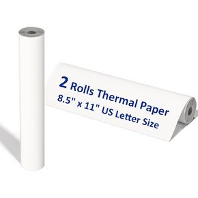 2 Rolls Thermal Printer Paper, Thermal Paper 8.5 X 11 Inch, Us Letter Paper Size Thermal Paper Rolls for M08f M832 Portable Printer, A4 Printing Paper roll (1 roll =27 Sheets/7.6m long,Φ1.18")