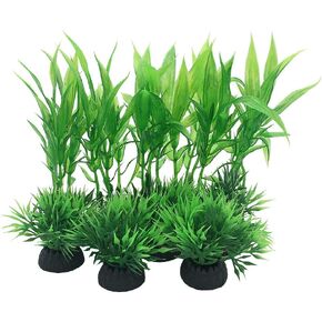Smoothedo-Pets Aquarium Plants Fish Tank Decorations 4inch/10pcs Set Plastic Artificial Plant Goldfish Waterscape Fish Hides for Small Fish Tank/Bowl (10pcs-B-Set)