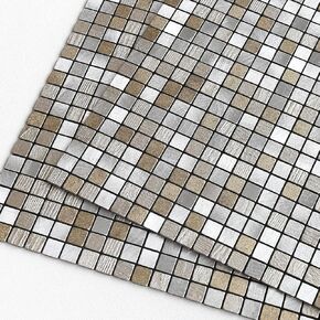 Kitchen Backsplash Tiles Peel and Stick,Mini Square Self Adhesive Mosaic Tiles Backsplash(Beige Champagne,10 PCS)