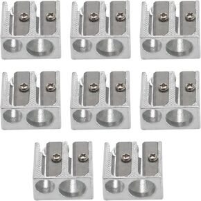 8 Pack Handheld Metal Pencil Sharpener with 2 Holes - Aluminum Alloy Sharpener for Standard Size Pencils