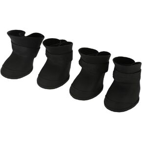 Oumefar Silicone Cute Little Dog Rain Boots Candy Colors Pet Shoes Anti-Slip Dog Shoes Pet Protectors for Dogs Cats(L-Black)