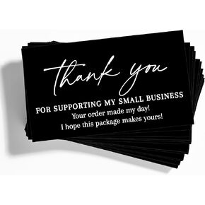 100 PCS Thank You Cards Small Business, Calligraphy Black Thank you cards, Thank you for supporting my small business cards inserts, Your order made my day Business Cards, Small Thank you Cards
