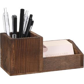حامل بطاقة Hipiwe Business Card Stand for Desk Wood Business Card Card Stand with Pen Pency Holder Cup Cup Multi-Function Desk Stationery Box for Office