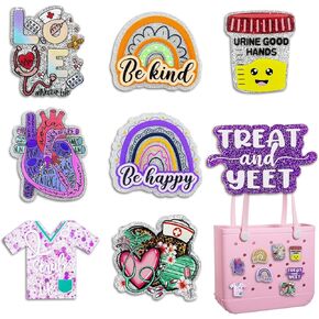 Bag Charms for Bogg Bag，Bling Nurse Life Acrylic Charms for Bogg Bag Accessories，Compatible with Simply Southern Beach Tote