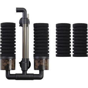 AQUANEAT Air Driven Sponge Filter, Quiet Aquarium Filter with Ceramic Media Balls, for Betta Fry Shrimp Tank, with 2 Spare Sponges