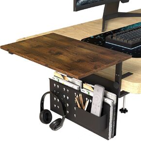 Desk Extender Organizer Accessories 20 lbs Heavy Duty Shelf No Drill Under Desk Storage 14.9 Inches Laptop Holder Workspace Organizers Laptop Mount