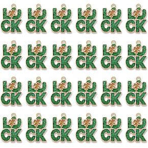 24/30PCS St. Patrick's Day Charms Glitter Shamrock Charms for Jewelry Making, Green Leaf LUCK Hat Pendant Charms for Bracelet Necklace Earrings Making DIY Crafts Irish St. Patrick's Day Accessory