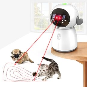 Automatic Laser Toy for Indoor Cats & Dogs - Rechargeable Interactive Laser Cat Toys with Dual Laser Modes, and Motion Activated, Fun for Bored Indoor Adult Cats/Kittens/Dogs
