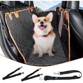 Topfit Dog Car Seat Cover 60/40 Split Pet Seat Cover Waterproof Car Seat Protector for Dog with Side Flaps, Scratchproof Dog Back seat Cover, Dog Hammock with Nonslip Bottom for SUVs
