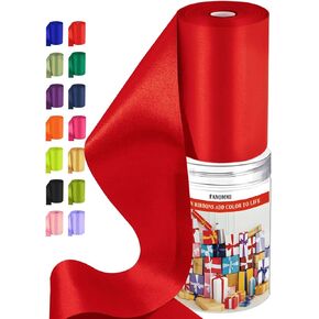 Red Satin Ribbon 4 Inch by 22 Yards (66 ft), Wide Ribbon for Wedding Chair Sash Decoration Large Bow Bouquet Packaging DIY Sewing Gift Wrapping Craft Supplies Party Christmas Decor