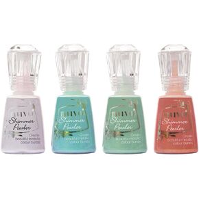 Nuvo Shimmer Powder Multi-Colors Set - Violet Brocade, Atlantis Burst, Green Parade and Catherine Wheel - 4 Bottle Bundle