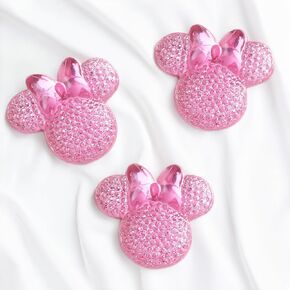 10 Pcs Rhinestone Mouse Flatbacks.Resin Cabochon.Flat back.Bow Center.Rose Pink.Bow Accessories (Pink)