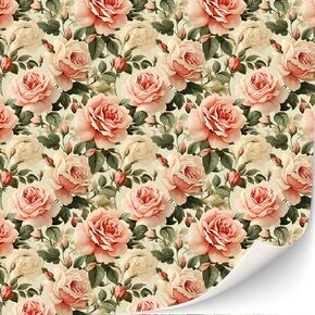 3 Sheets Self-Adhesive Wallpaper for Dollhouses Scale 1:12 Modern Wallpaper Art Deco Wallpaper Artdeco Wallpaper (Rose Wall), 00003