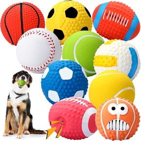10 Pack 2.4" Squeak Latex Dog Ball Puppy Sports Ball Soft Latex Rubber Squeaky Dog Pet Toys Cute Play Rubber Toy for Small Medium Puppy Dogs Interactive Chew Toys