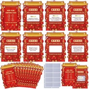 Clabby 40 Count Chinese New Year Scratch off Fortune Cards 2025 with 40 Scratch off Stickers Lunar New Year Gifts Chinese Craft Fortune Card for Snake 2025 Spring Festival Party Decorations Favors
