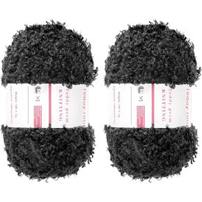 meccanixity 2 skeins fur karn ناعم رقيق chunky chunky غزل الرموش غزل غزل الأصفر للكروشيه كيس ملابس متماسكة - 55 يارد/50m ، 3.17ozx2
