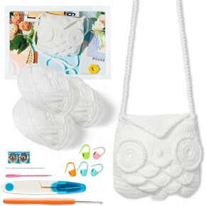 BWkoss Crochet Kit for Beginners, Crochet Bag Starter Kit Shoulder Bag Crochet for Adults Kids DIY Craft Complete Material Pack with Step-by-Step Instruction & Video Tutorial for Knitting Enthusiast