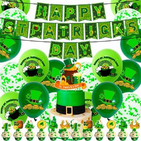 St. Patrick's Day Decoration Set - Shamrocks Cutouts for Bulletin Board, Door, Wall & Window - Green Gold Party Supplies for Classroom, Home, School Celebrations