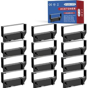 استبدال شريط الحبر الأسود SP200 لـ Star SP200 Black Ribbon المستخدمة مع Micronics SP200 SP-200BK SP-500 SP-2000 SP-512 SP-542 SP-2360 RC200 استلام POS (12 حزمة)