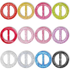 Scarf Ring Clip 12PCS Silk T-shirt Tie Clips for Women Resin Ring Scarves Clasp Round Circle Shirt Clip Buckle for Loose Clothes Scarf Buckle (12 Colors)