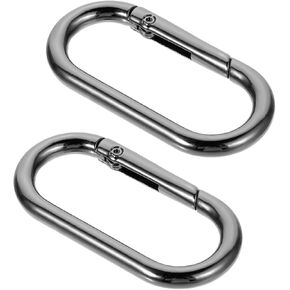 Mozeat Lens 2 Pcs Spring O Ring Clip for Purse Strap Alloy Oval Snap Clip Black Key Rings for Keychain Round Buckle Key Hook Purse Strap Extender Clip for Keys, Handbag, Bag, Crafts 1.93"×0.94"