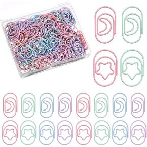 Small Mini Paperclips Paper Clamps, 100 Pack Colorful Star Moon Shaped Paper Clips, Metal Paper Clips, Cute Mini Paperclips for Document Sorting Organizing Wedding Decoration Crafts Office Supplies