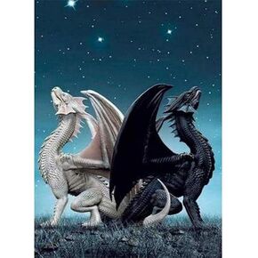 QDCFY Counted 11CT 3Strands Embroidery Kit for Kids & Adults - White Dragon Design - 11.81x15.75Inch - Modern Style - Unisex - Cotton Fabric - Embroidery Starter Kit
