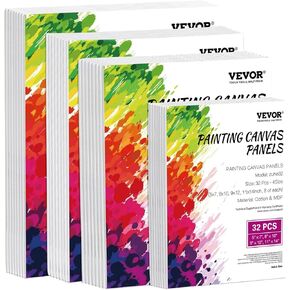 VEVOR Canvas Boards for Painting, 32 Pack White Painting Canvases Set - 5x7, 8x10, 9x12, 11x14 Painting Canvas Panels for Acrylic and Oil Painting, Watercolor, Paint Canvas for Kids and Professionals