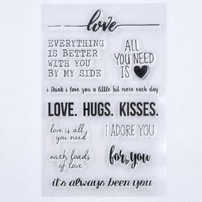 Words Love Hugs Kisses for You Heart Happy Valentine's Day Clear Stamps for Card Making Decoration and DIY Scrapbooking 3120811