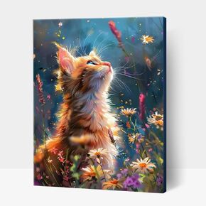 Hlison Paint by Numbers Kit for Adults, Cat Adult Paint by Numbers Kits on Canvas, Acrylic DIY Painting by Number Kit for Home Decor - 16"x20"